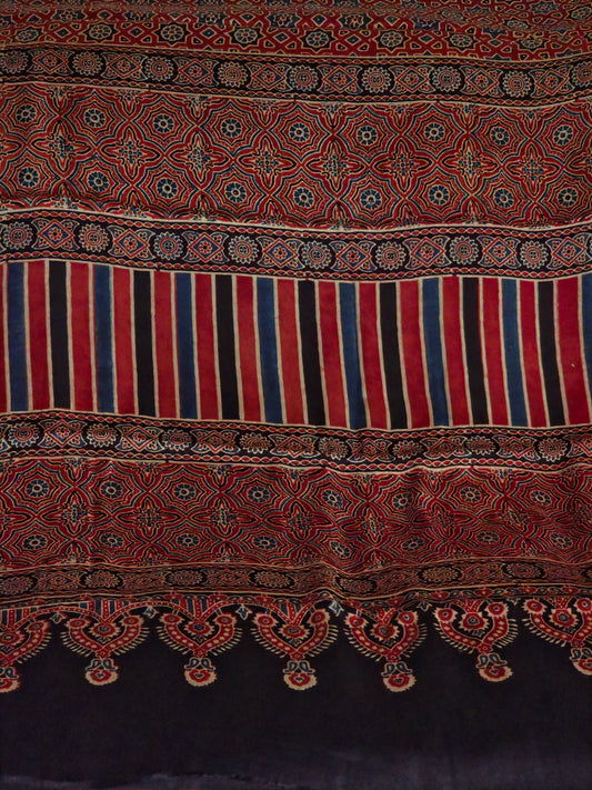 WB000023 - Ajrakh Handblock Printed Saree