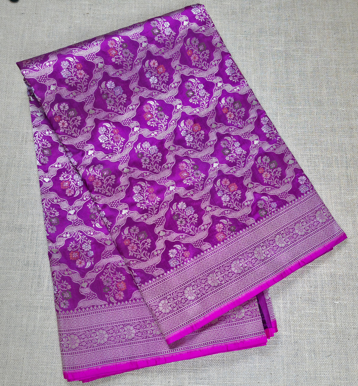 UP000126 - Banarasi Pure Katan Silk Meena Work