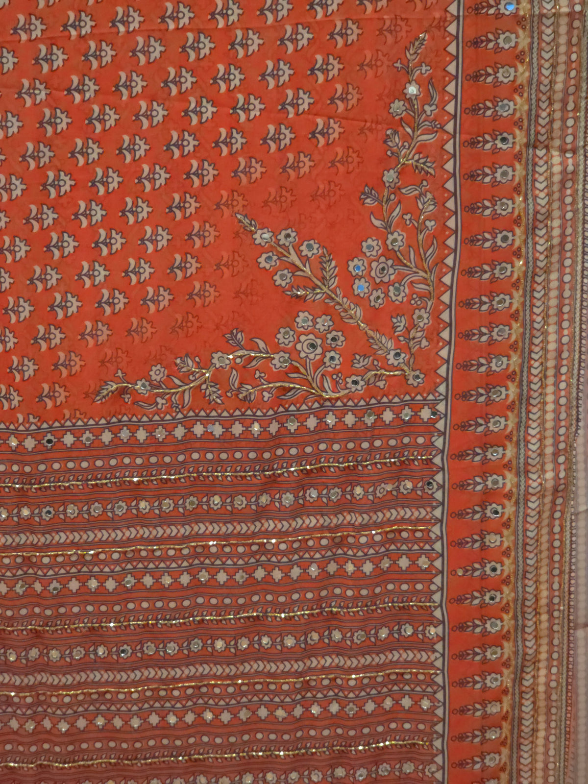 Soft Georgette with Mirror work and hand cutdana