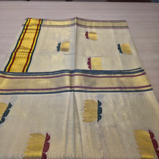 KL000071 Kerala Tissue Gold Lotus design