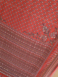Orange Georgette Saree with Real Mirror & Cutdana Work