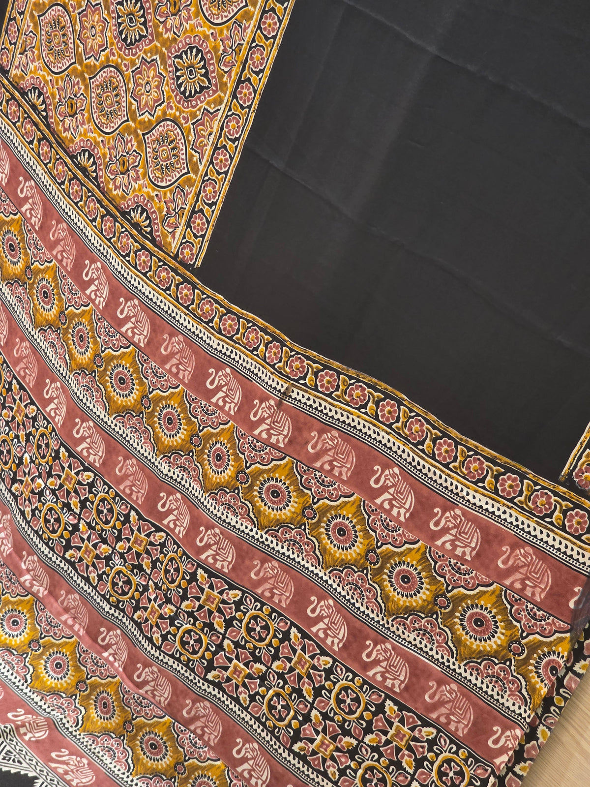 JD000578 Modal Ajrakh Mustard Yellow design