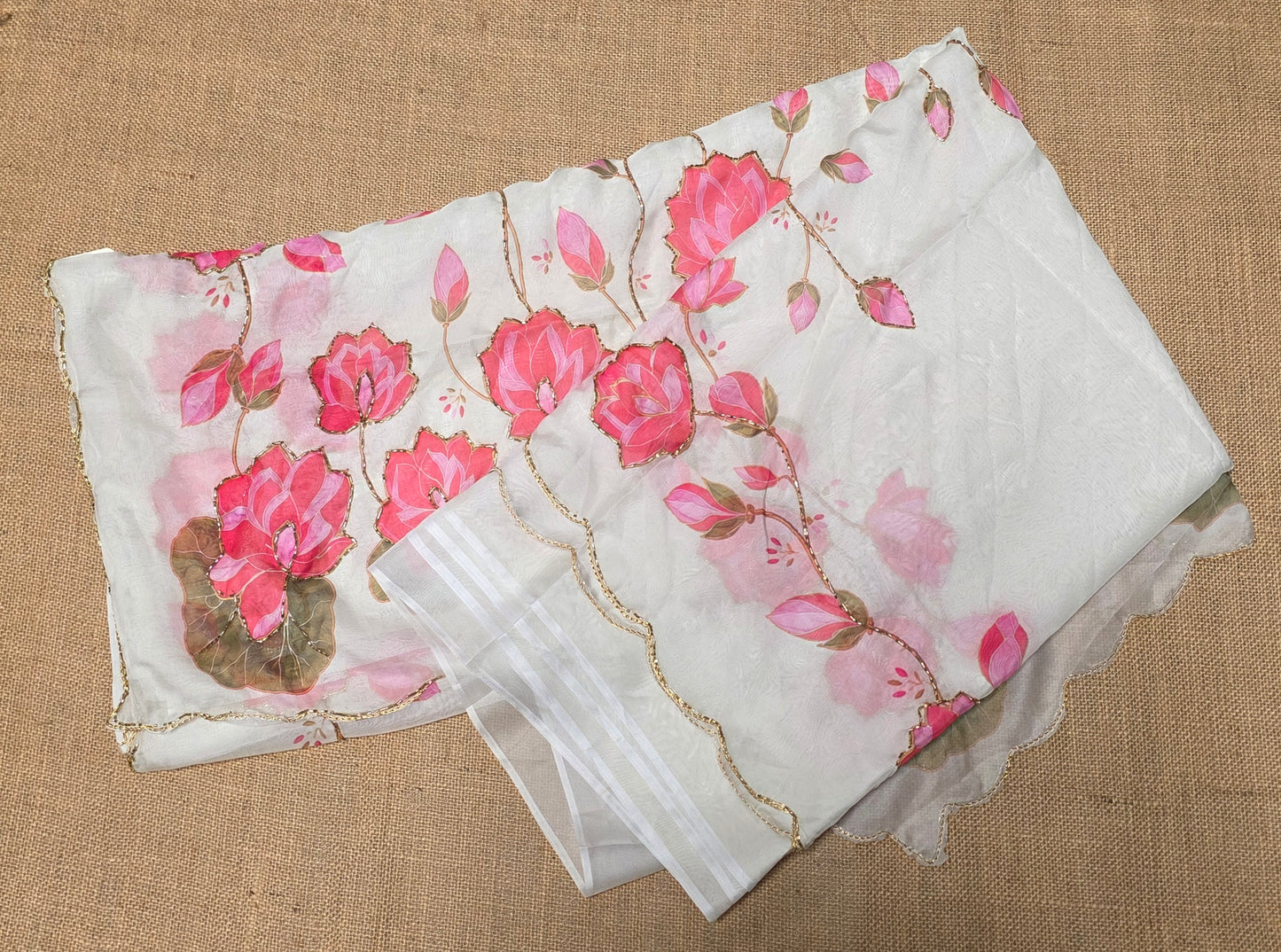 JD000496 Soft Organza With Lotus Design