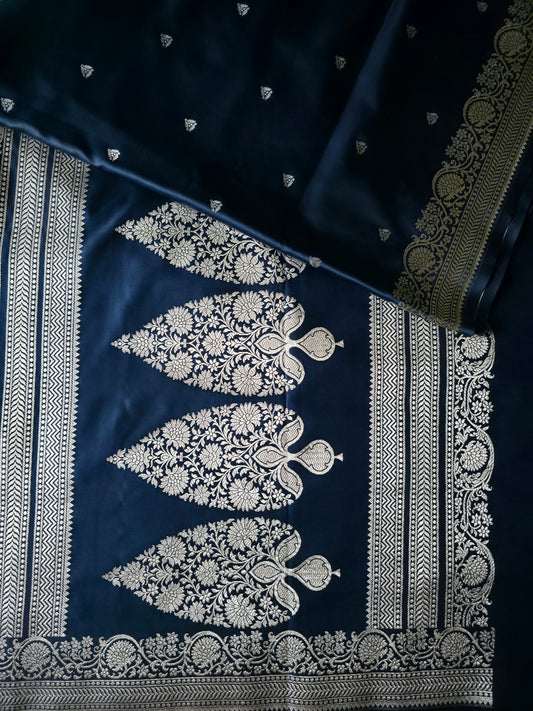 UP000031 - Banarasi Mashru Silk Dark Blue