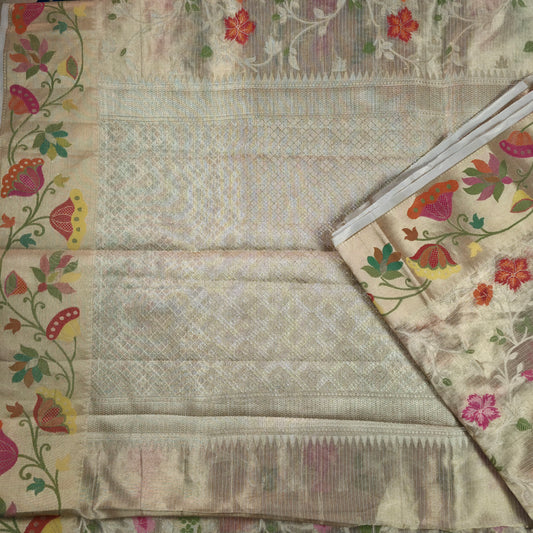 UP000130 - Banarasi Pure Golden Tissue Silk Jamdani