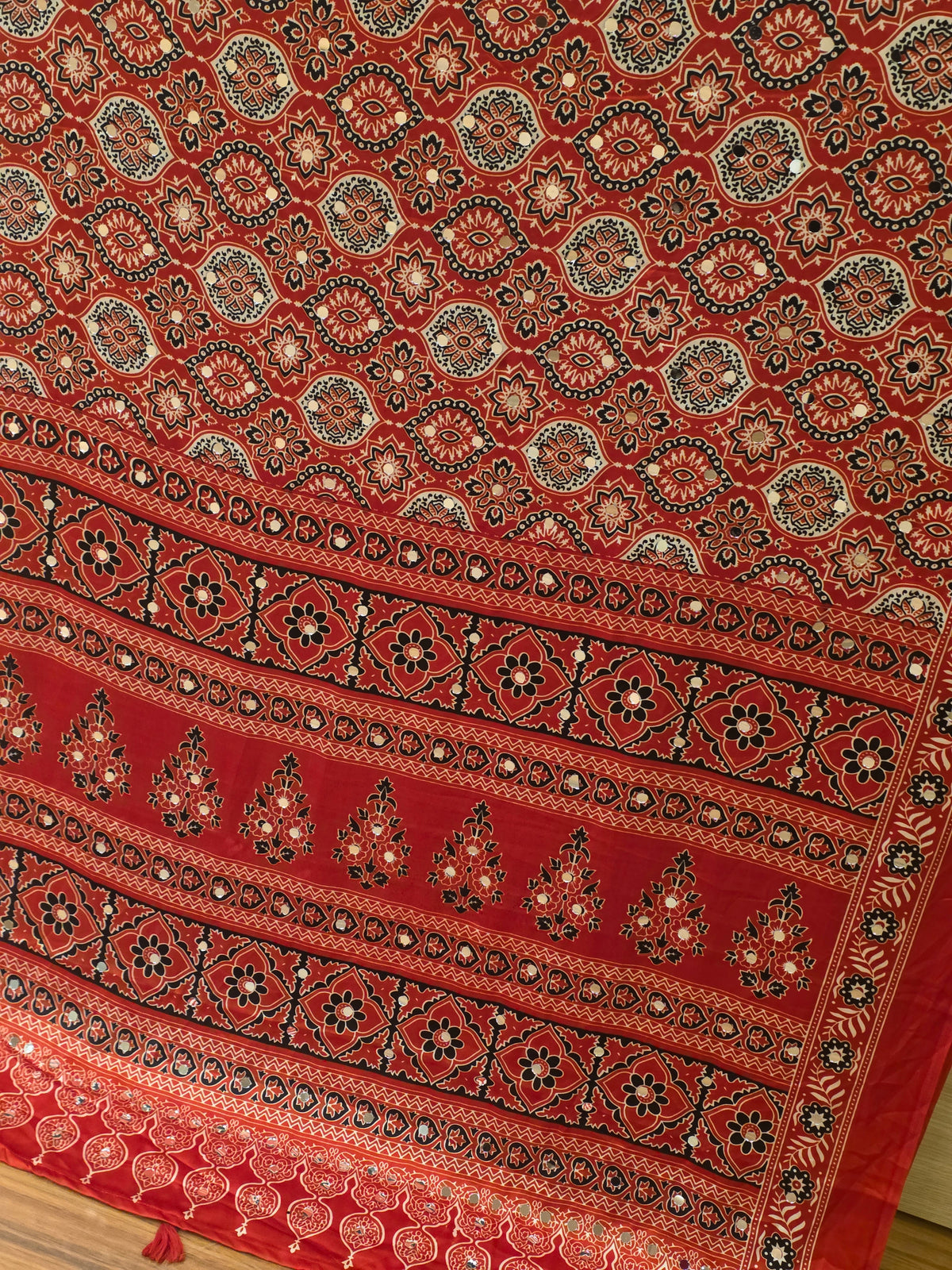 JD000327 Ajrakh Mirror work Red n Black design
