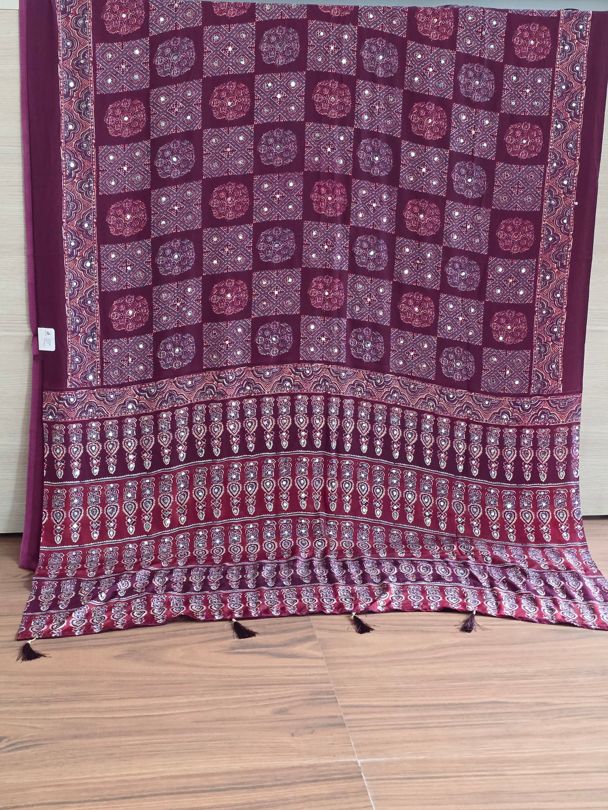 Maroon Ajrakh with Mirror work