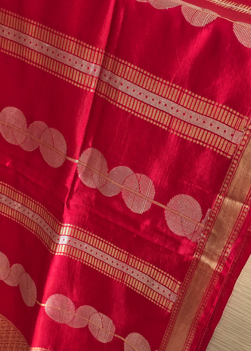 Pure  Pune Silk [Raw Mango] Sona Rupa Zari Red
