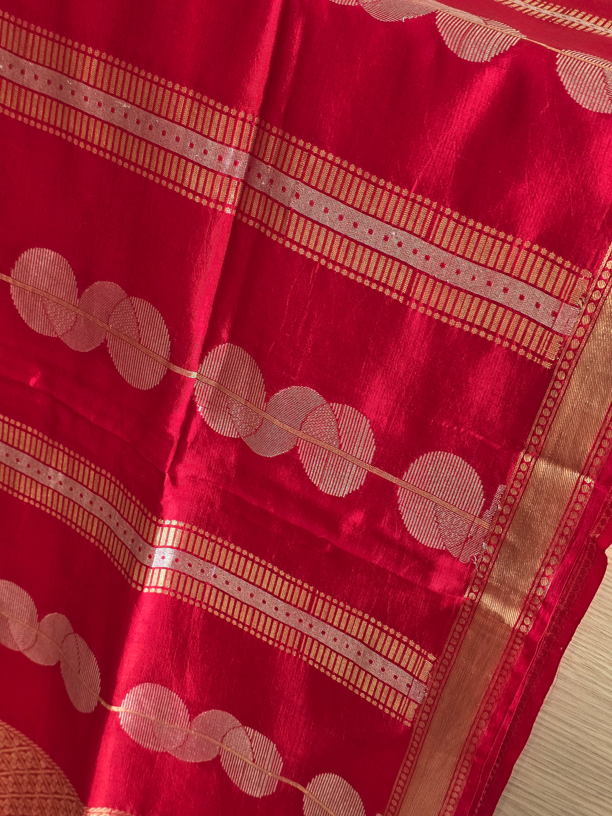 Pure  Pune Silk [Raw Mango] Sona Rupa Zari Red
