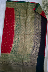 UP000036 - Antique Red & Gold Banarasi Georgette Handloom Saree