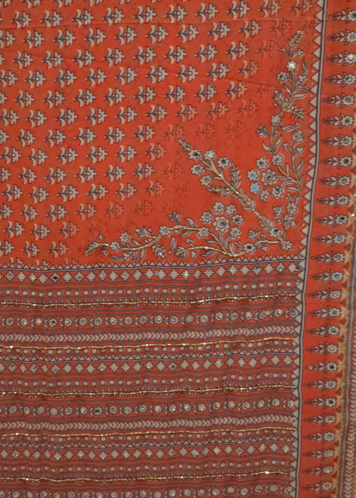 Soft Georgette with Mirror work and hand cutdana