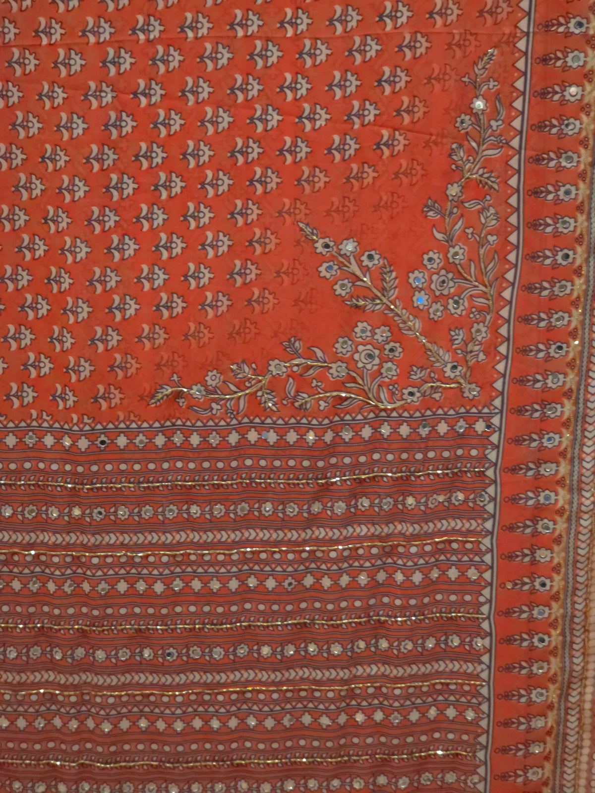 Soft Georgette with Mirror work and hand cutdana