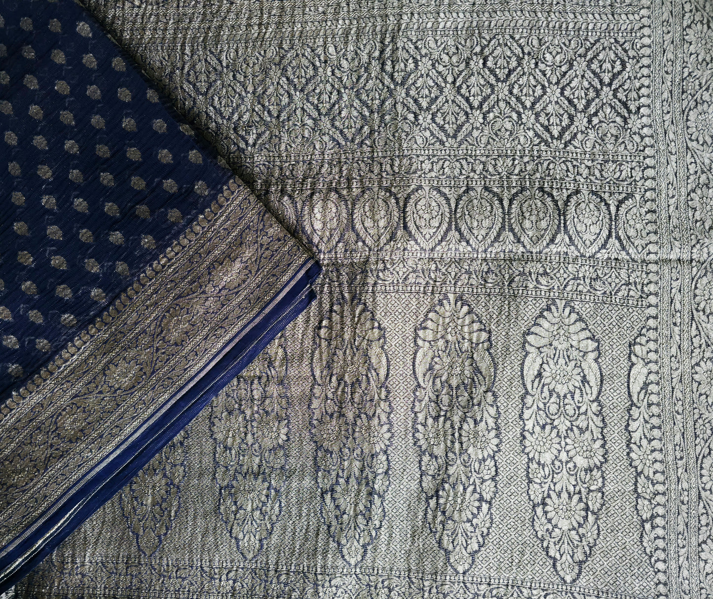UP000030 Pure Silk Khaddi Georgette Tissue Stripe