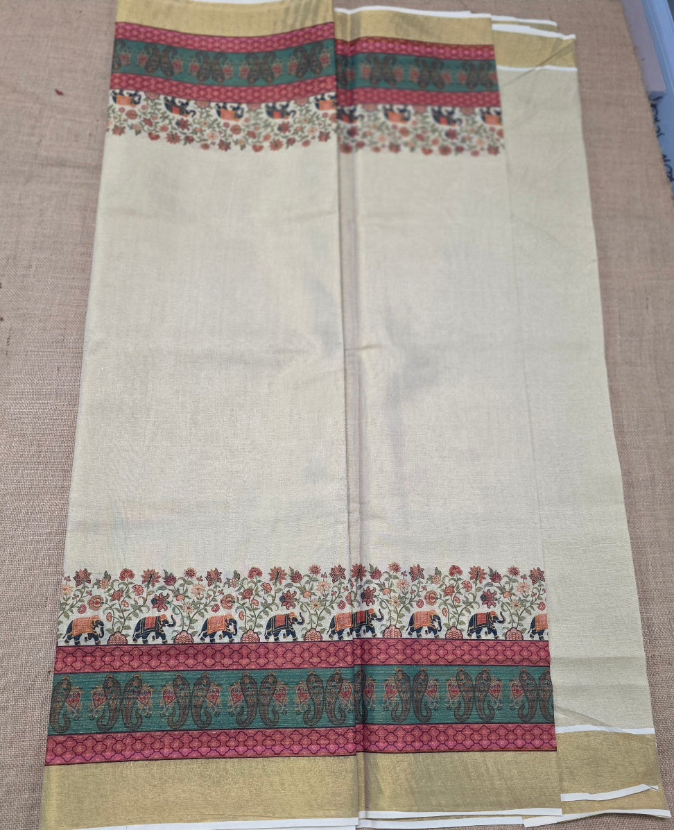 KL000112 Kerala Saree Elephant design