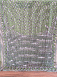 Green  Georgette with real mirror and cutdana work